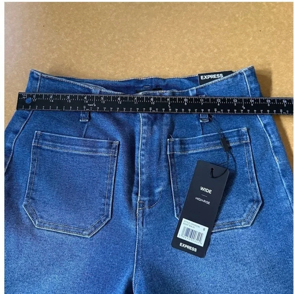 Express High Rise Wide Leg‎ Jeans Medium Wash Blue Size 6 NWT 10045DDM